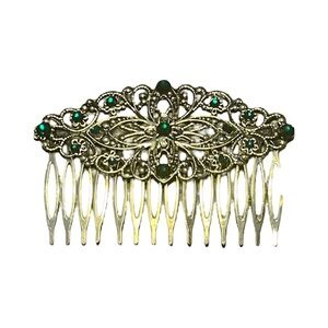 Elegant Emerald Green Crystal accents Hair Comb